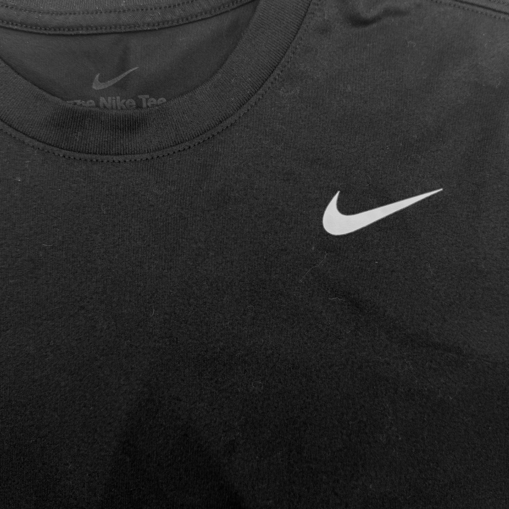 Nike Mens Dri-FIT Short Sleeve Performance T-Shirt Black Small Swoosh Logo - Picture 4 of 6